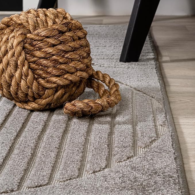 JONATHAN Y Nordby High-Low Arch Striped Gray/Cream Indoor/Outdoor Area Rug, 4x6, Contemporary, Bohemian, Transitional for Bedroom,Kitchen,Living Room,Non Shedding (SCN104C-4)