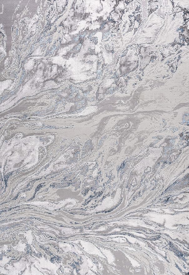JONATHAN Y Swirl Marbled Gray/Blue Indoor Area Rug 8X10 ft, Abstract for Living Room, Bedroom, Kitchen, Office, Easy-Cleaning, High Traffic, Pet-Friendly, Non-Shedding SOR203B-8