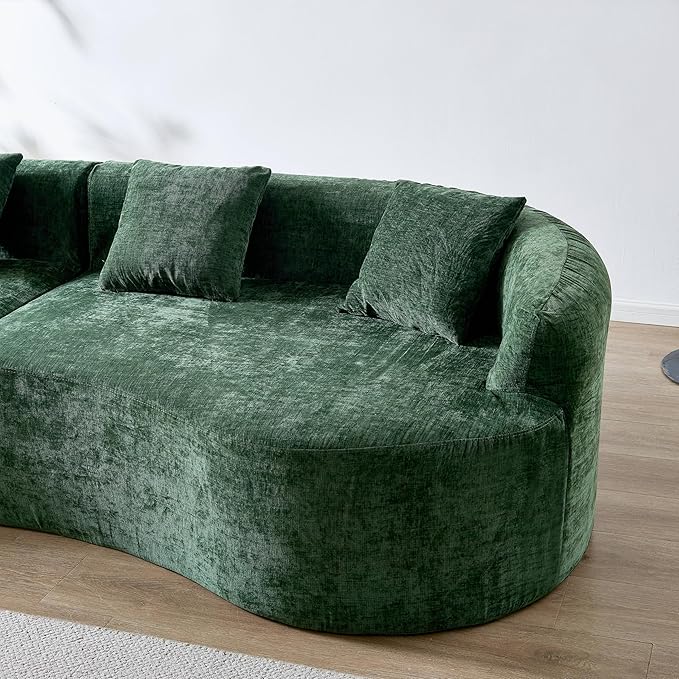 111" Curved Modular Sectional Sofa Couch, Deep Seat Boneless Cloud Couch with 4 Pillows, High Density Foam Floor Lounge Sofa for Living Room, Apartment,Premium Chenille Fabric | Breathable material, Softness