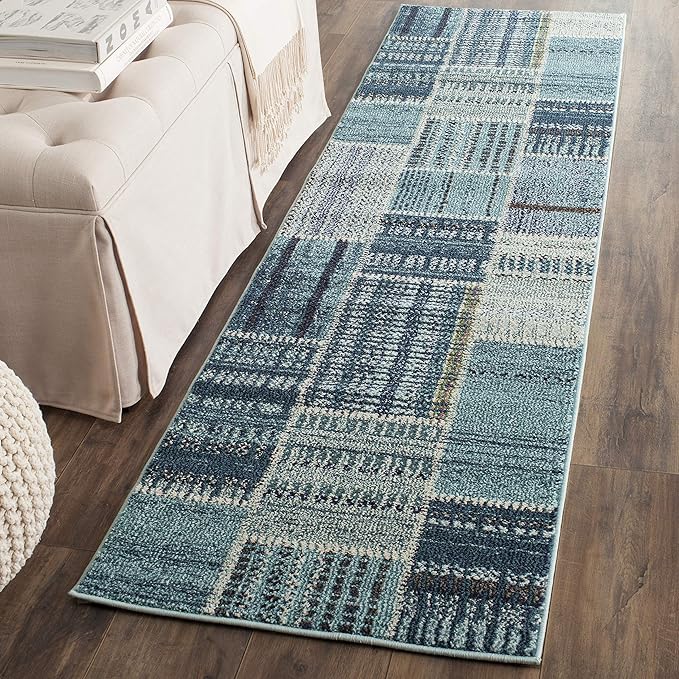 SAFAVIEH Monaco Collection Runner Rug - 2'2" x 8', Multi, Modern Patchwork Distressed Design, Non-Shedding & Easy Care, Ideal for High Traffic Areas in Living Room, Bedroom (MNC215F)
