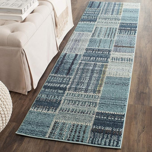 SAFAVIEH Monaco Collection Runner Rug - 2'2" x 8', Multi, Modern Patchwork Distressed Design, Non-Shedding & Easy Care, Ideal for High Traffic Areas in Living Room, Bedroom (MNC215F)