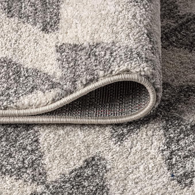 JONATHAN Y Aisha Moroccan Triangle Geometric Cream/Gray 9' Round Indoor Area Rug, Contemporary, Modern, Easy-Cleaning for Living Room, Bedroom, Kitchen, Pet Friendly, Non-Shedding (MOH206B-9R)