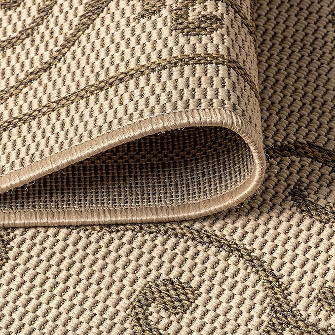JONATHAN Y Vintage Filigree Indoor Outdoor Square Area Rug 4X4 Beige/Brown, Charleston Textured Weave for Backyard, Patio, Porch, Easy-Cleaning, High Traffic, Pet-Friendly, Non-Shedding (SMB106A-4SQ)