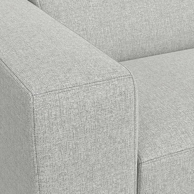 SIMPLIHOME Rex Modular Sofa and Ottoman Set in 100% Recycled Polyester Tightly Woven Performance Fabric, Pale Grey, 88-inch-Wide 2-Seater Couch and Matching 34-inch-Wide Table Ottoman for Living Room