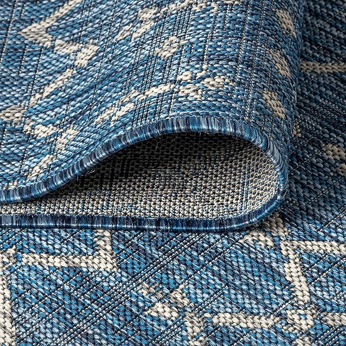 JONATHAN Y Moroccan Geometric Indoor Outdoor Area Rug 8X10 Navy/Light Gray, Ourika Textured Weave for Backyard, Patio, Porch, Easy-Cleaning, High Traffic, Pet-Friendly, Non-Shedding (SMB108B-8)