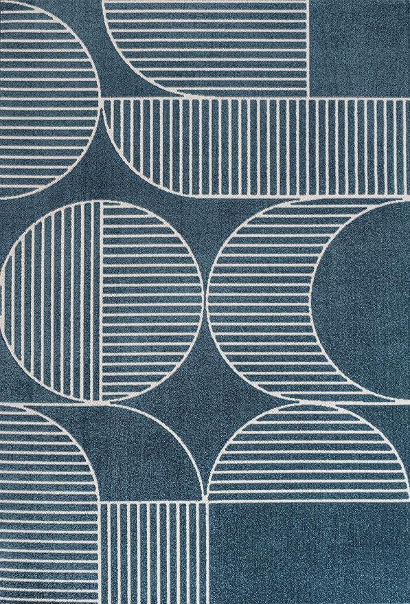 JONATHAN Y Nordby High-Low Arch Striped Navy/Cream Indoor/Outdoor Area Rug, 8x10, Contemporary, Bohemian, Transitional for Bedroom,Kitchen,Living Room,Non Shedding,Easy-Washing (SCN104A-8)