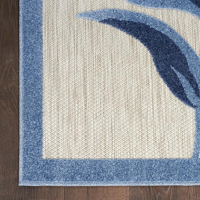 Nourison Home Aloha Blue Grey 2'3" x 8' Area Rug - Easy Clean, Non Shedding, Bed Room, Living Room, Dining Room, Kitchen (8' Runner)
