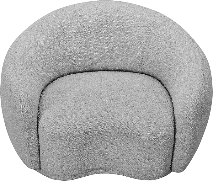 Meridian Furniture 693Grey-C Hyde Collection Modern | Contemporary Boucle Fabric Upholstered Accent Chair with Rounded Back, Grey, 42" W x 38" D x 27.5" H