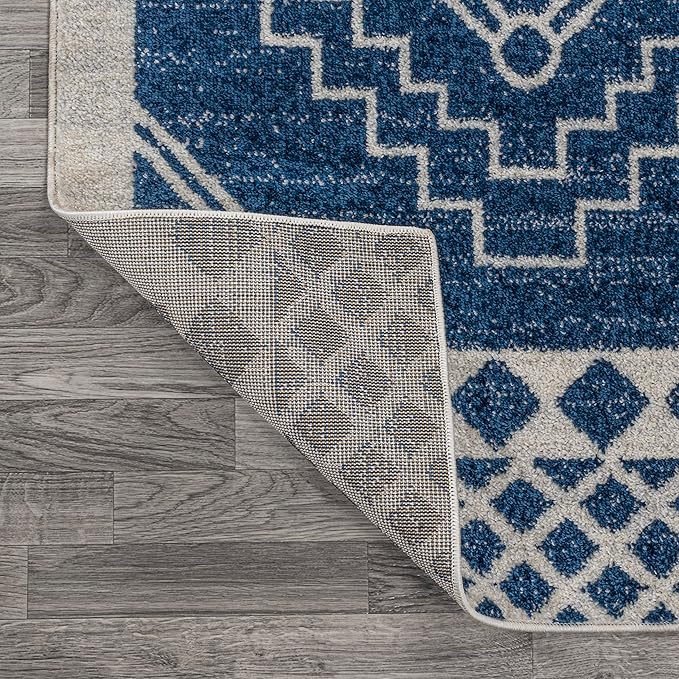 JONATHAN Y Amir Moroccan Beni Souk Navy/Ivory Indoor Area Rug, 3x5, Bohemian, Scandinavian, Easy-Cleaning for Living Room, Bedroom, Kitchen, Pet Friendly, Non-Shedding (MOH200D-3)