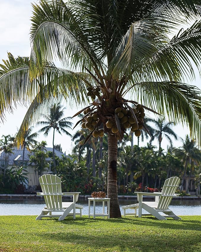 Polywood Nautical Patio Chaise & South Beach 18" Side Table 2-Piece Outdoor Furniture Set, White