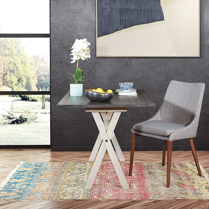 OSP Home Furnishings Kristen Flip-Top Expanding Desk to Dining Table, Charcoal Finish