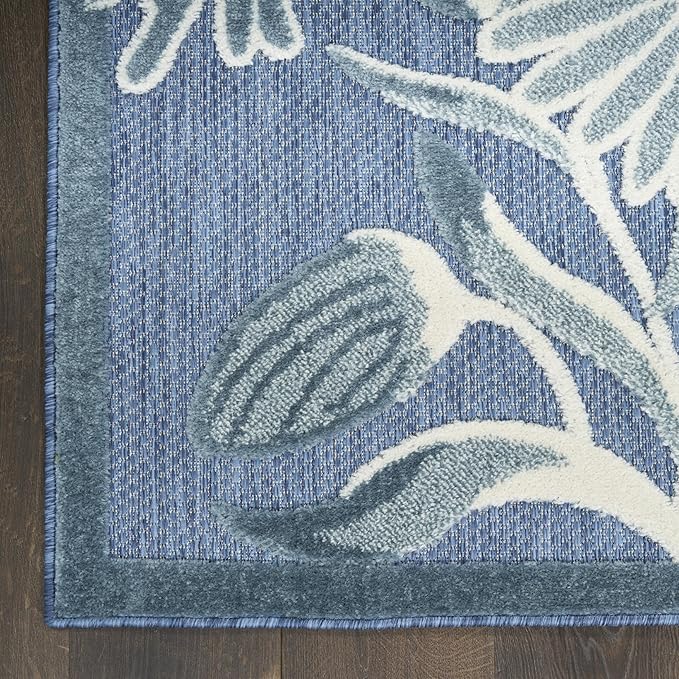 Nourison Home Aloha Blue 9' x 12' Area Rug - Easy Clean, Non Shedding, Bed Room, Living Room, Dining Room, Kitchen (9' x 12')