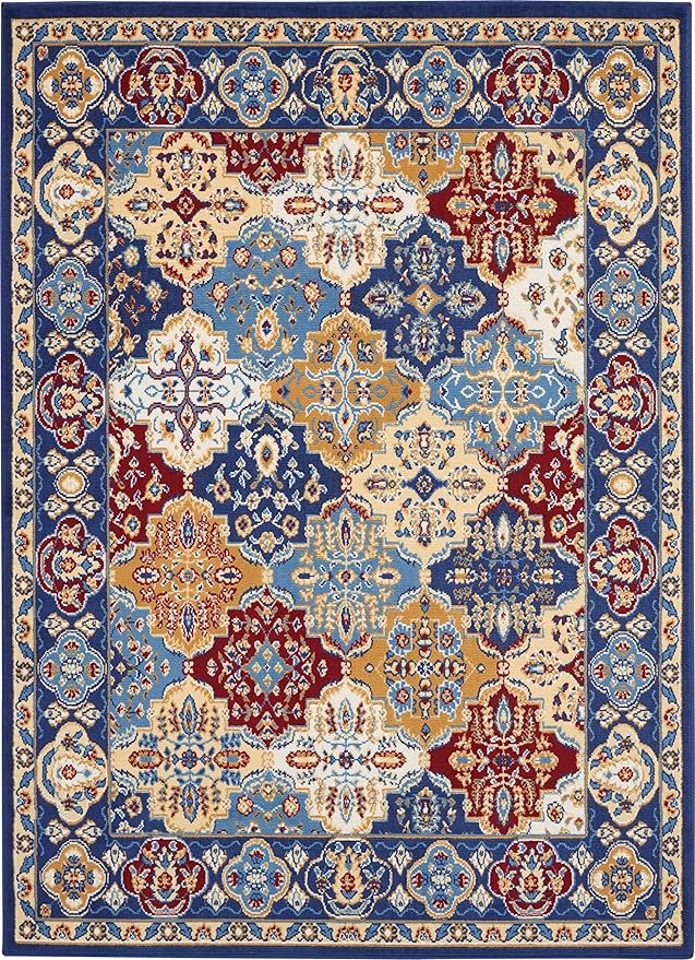 Nourison Home Grafix Multicolor 5'3" x 7'3" Area Rug - Easy Clean, Non Shedding, Bed Room, Living Room, Dining Room, Kitchen (5' x 7')