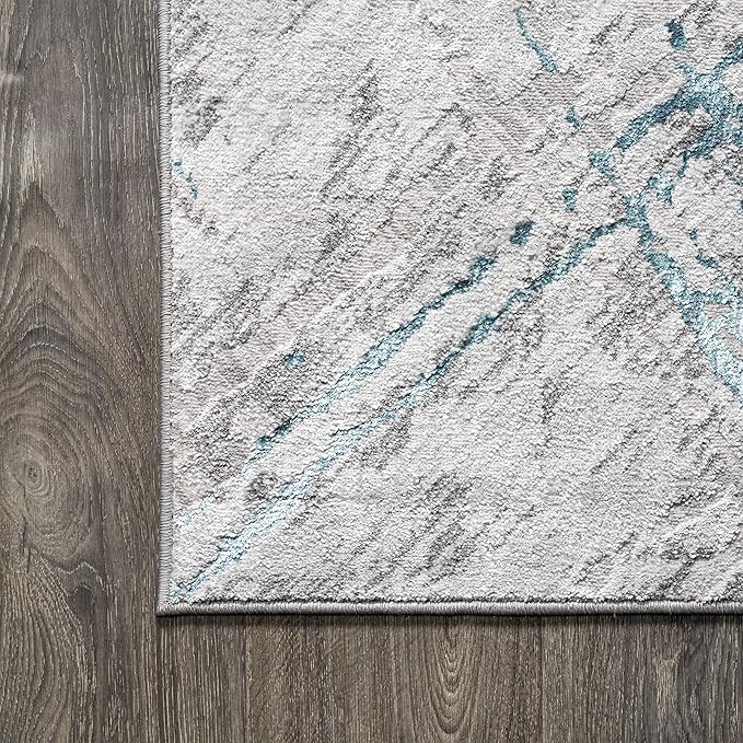 JONATHAN Y Slant Abstract Gray/Turquoise Indoor Area Rug 4X6 ft, Modern for Living Room, Bedroom, Kitchen, Office, Easy-Cleaning, High Traffic, Pet-Friendly, Non-Shedding SOR201A-4