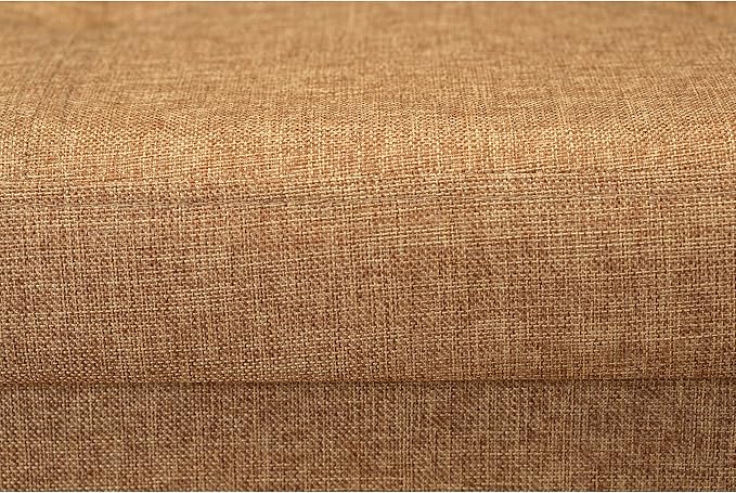 Simplify Faux Linen Folding Storage Ottoman | Double | Collapsible | Tufted Padded Seating | Foot Rest | Toy Box | Bench | Camel