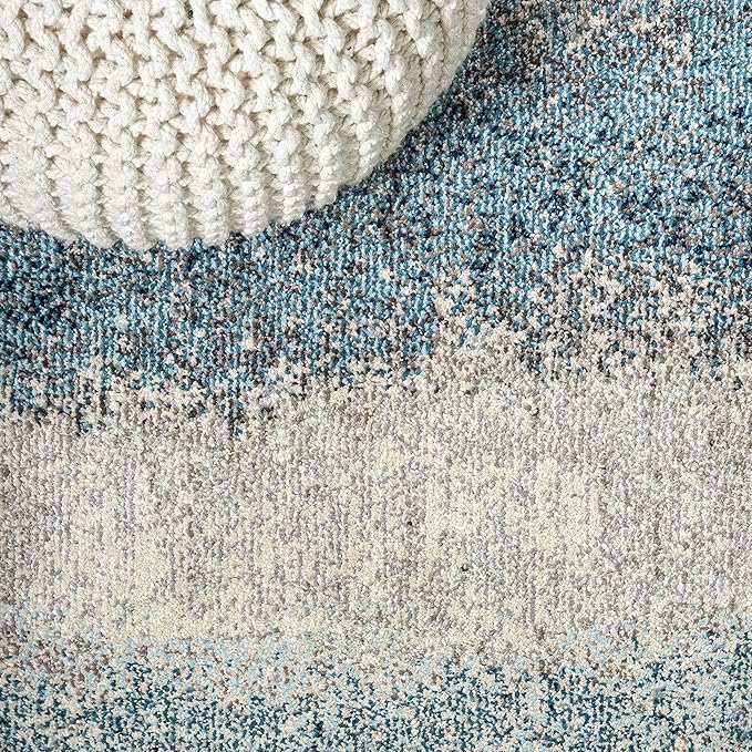 JONATHAN Y Modern Abstract Vintage Cream/Turquoise Runner Rug, 2x8, Contemporary POP, Transitional, Easy-Cleaning for Living Room, Bedroom, Kitchen, Pet Friendly, Non-Shedding (CTP105C-28)