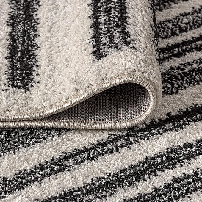 JONATHAN Y Khalil Modern Berber Stripe Cream/Black Runner Rug, 2x10, Contemporary, Bohemian, Easy-Cleaning for Living Room, Bedroom, Kitchen, Pet Friendly, Non-Shedding (MOH207A-210)