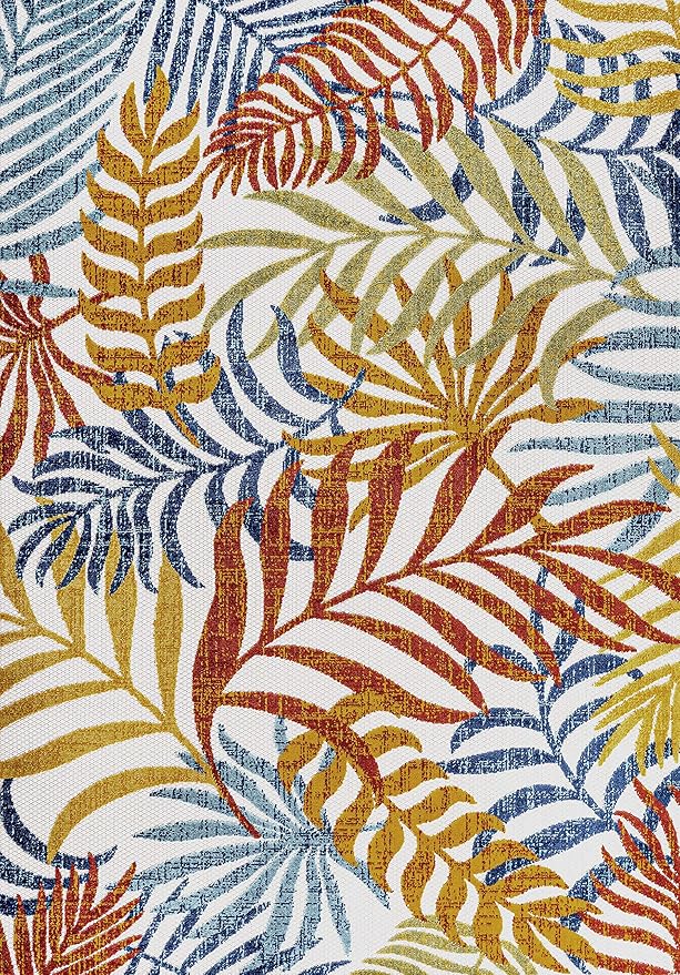 JONATHAN Y Tropics Palm Leaves Indoor Outdoor Area Rug 3X5 Cream/Orange, Boho for Backyard, Patio, Porch, Easy-Cleaning, High Traffic, Pet-Friendly, Non-Shedding (AMC100B-3)