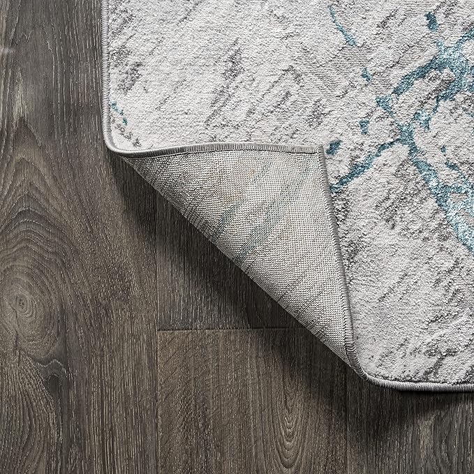 JONATHAN Y Slant Abstract Gray/Turquoise Indoor Area Rug 5X8 ft, Modern for Living Room, Bedroom, Kitchen, Office, Easy-Cleaning, High Traffic, Pet-Friendly, Non-Shedding SOR201A-5