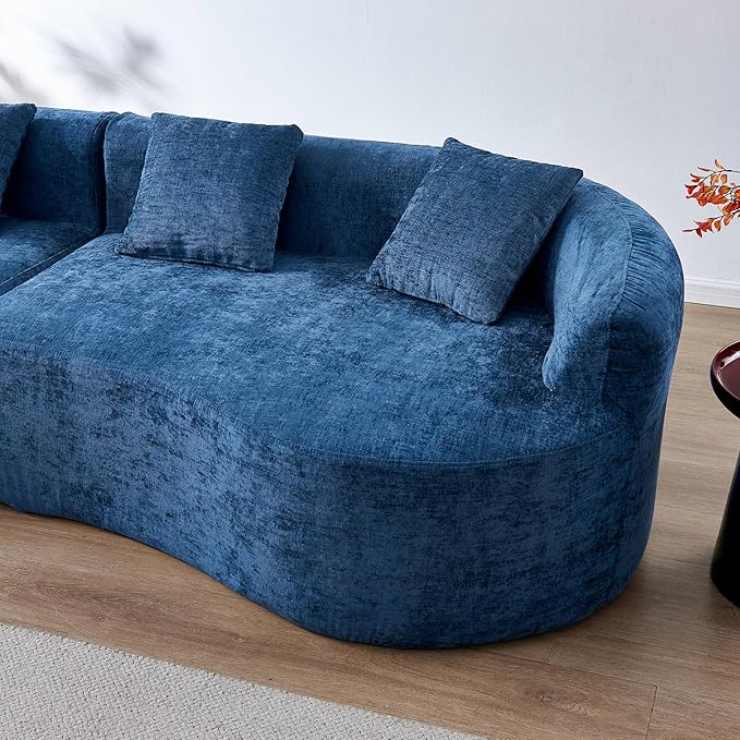 111" Curved Modular Sectional Sofa Couch, Deep Seat Boneless Cloud Couch with 4 Pillows, High Density Foam Floor Lounge Sofa for Living Room, Apartment,Premium Chenille Fabric | Breathable material, Softness