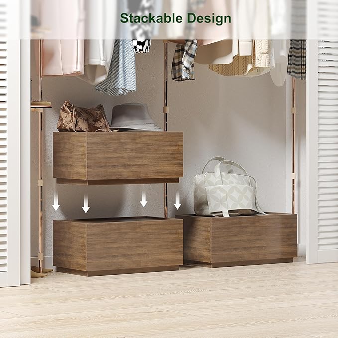 woodtalks Stackable 1 Drawer Dresser, Multi-Purpose Storage Closet Cube Dressers for Bedroom, Storage Cabinet for Entryway, Nightstand Sofa Beside Table Drawer Chest, 23.6 in, Walnut, Brown