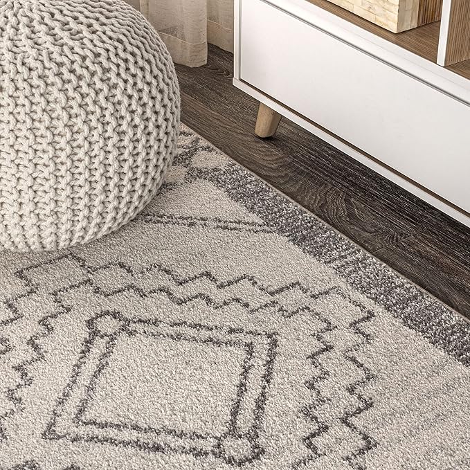 JONATHAN Y Amir Moroccan Beni Souk Cream/Gray Indoor Area Rug, 8x10, Bohemian, Scandinavian, Easy-Cleaning for Living Room, Bedroom, Kitchen, Pet Friendly, Non-Shedding (MOH200B-8)