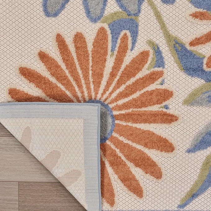 Nourison Home Aloha Beige Multicolor 7'10" x 10'6" Area Rug - Easy Clean, Non Shedding, Bed Room, Living Room, Dining Room, Kitchen (8' x 11')