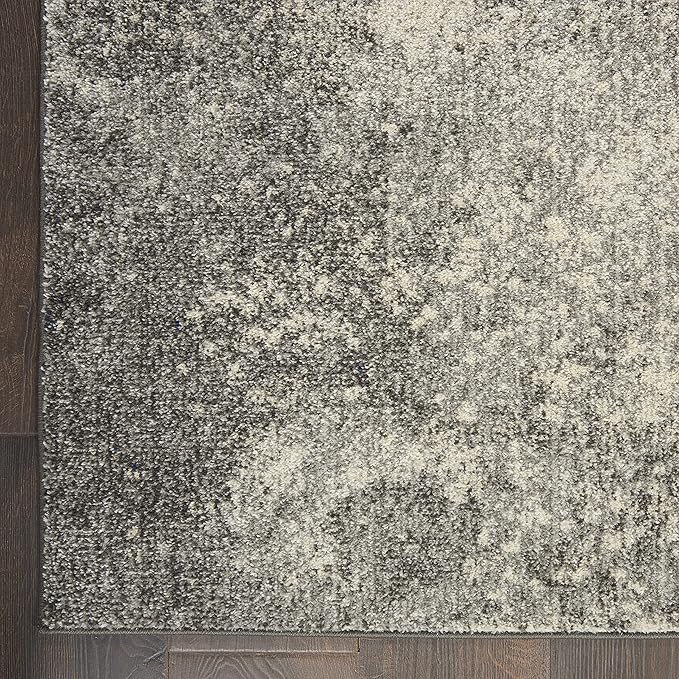 Nourison Home Passion Charcoal/Ivory 2'2" x 10' Area-Rug, Modern, Abstract, Easy-Cleaning, Non Shedding, Bed Room, Living Room, Dining Room, Kitchen, (10' Runner)