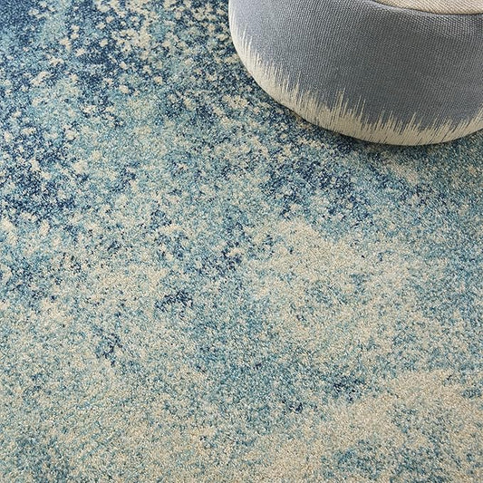 Nourison Home Passion 8' Runner Navy Light Blue Fabric Modern Area Rug (8' Runner)