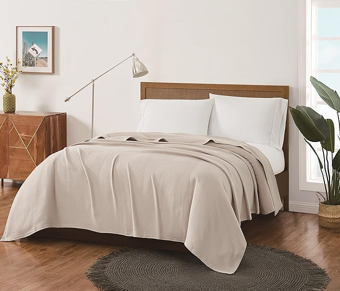 Frye Cotton Woven Beige Cotton 1-Piece King Blanket, Solid Color Themed, for Men and Women, Oeko-TEX Certified Confidence