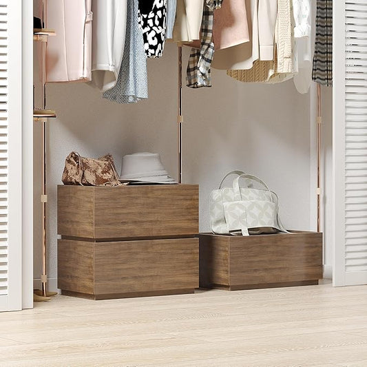 woodtalks Stackable 1 Drawer Dresser, Multi-Purpose Storage Closet Cube Dressers for Bedroom, Storage Cabinet for Entryway, Nightstand Sofa Beside Table Drawer Chest, 23.6 in, Walnut, Brown