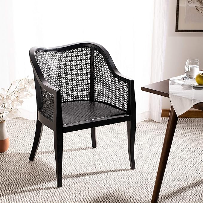 SAFAVIEH Home Collection - Maika Black Solid Wood & Cane Rattan Dining Chair, Fully Assembled (DCH9500C)