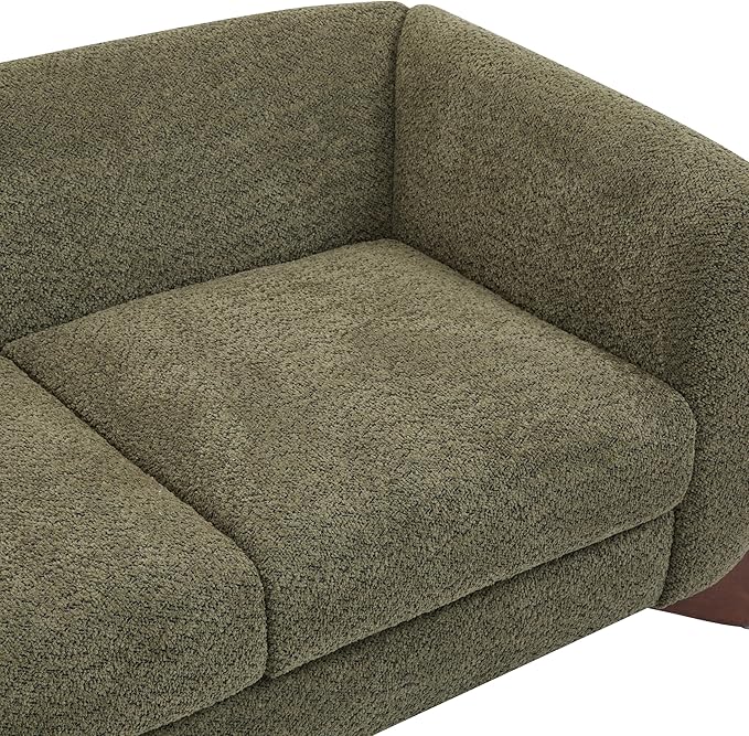 Christopher Knight Home Alma 63" Boucle Loveseat with Wood Legs, 2 Seater Sofa Couches for Living Room, Upholstered Couch Chair, Soft Seating Lounge Sofa Chair, Cozy Loveseat with Armrest, Olive Green