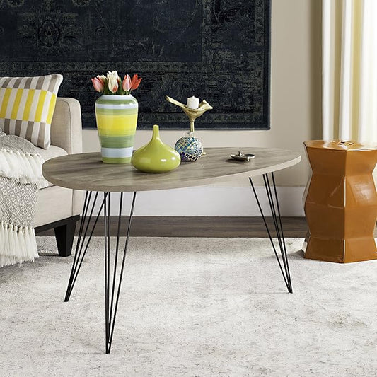 Safavieh Home Collection Rocco Retro Mid-Century Light Oak and Black Wood Coffee Table