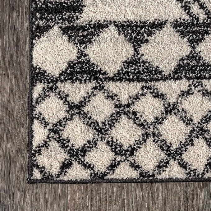 JONATHAN Y Amir Moroccan Beni Souk Cream/Black Indoor Area Rug, 8x10, Bohemian, Scandinavian, Easy-Cleaning for Living Room, Bedroom, Kitchen, Pet Friendly, Non-Shedding (MOH200A-8)