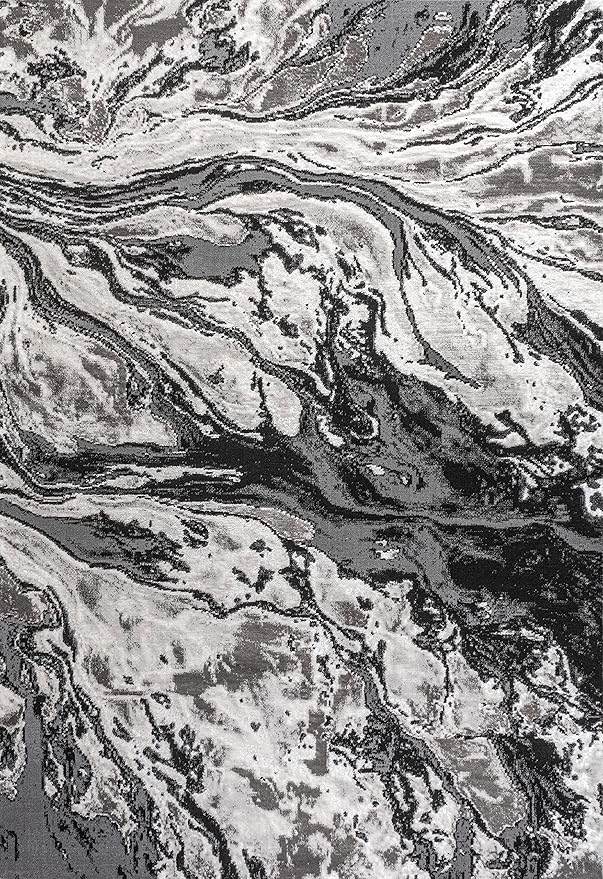 JONATHAN Y Swirl Marbled Black/Ivory Indoor Area Rug 3X5 ft, Abstract for Living Room, Bedroom, Kitchen, Office, Easy-Cleaning, High Traffic, Pet-Friendly, Non-Shedding SOR203E-3