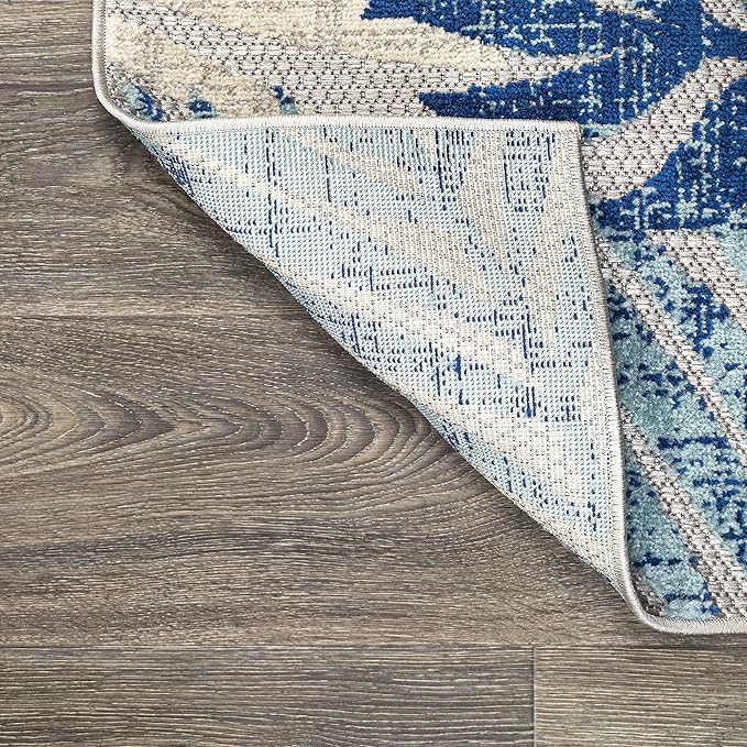 JONATHAN Y Tropics Palm Leaves Indoor Outdoor Area Rug 3X5 Gray/Blue, Boho for Backyard, Patio, Porch, Easy-Cleaning, High Traffic, Pet-Friendly, Non-Shedding (AMC100A-3)