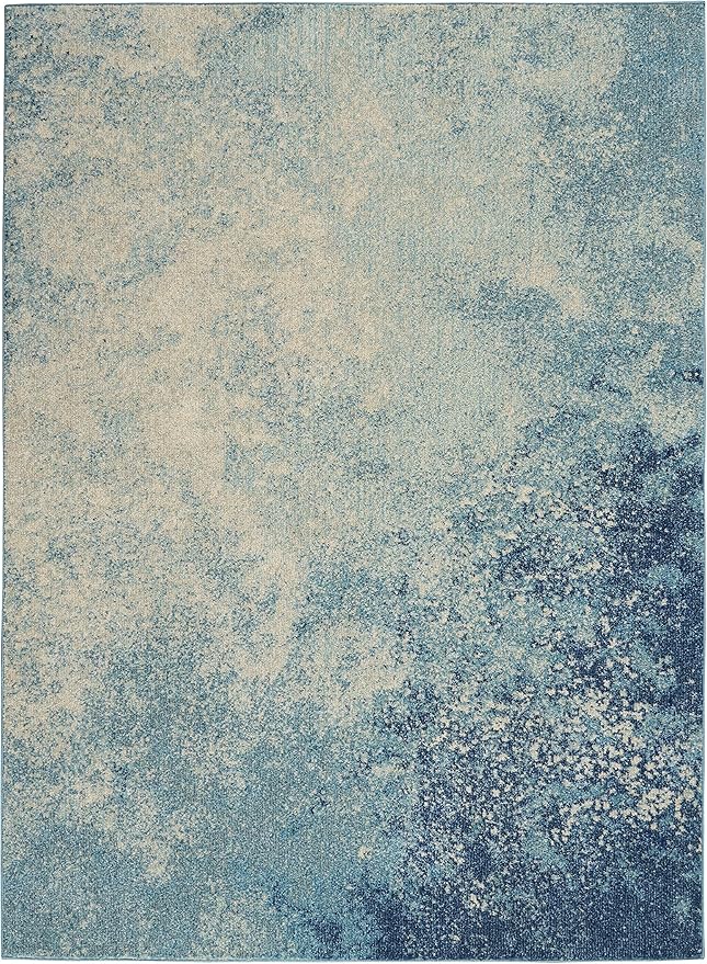 Nourison Home Passion 8' Runner Navy Light Blue Fabric Modern Area Rug (8' Runner)