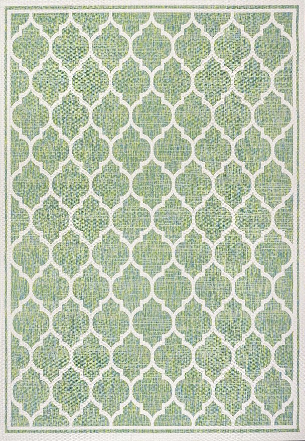 JONATHAN Y Moroccan Trellis Indoor Outdoor Area Rug 3X5 Cream/Green, Trebol Textured Weave for Backyard, Patio, Porch, Easy-Cleaning, High Traffic, Pet-Friendly, Non-Shedding (SMB109I-3)