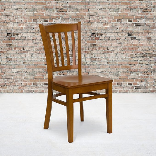 Flash Furniture HERCULES Series Vertical Slat Back Cherry Wood Restaurant Chair