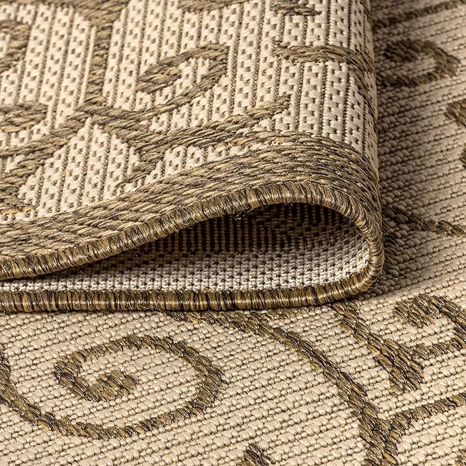 JONATHAN Y Vintage Filigree Indoor Outdoor Area Rug 6X9 Beige/Brown, Madrid Textured Weave for Backyard, Patio, Porch, Easy-Cleaning, High Traffic, Pet-Friendly, Non-Shedding (SMB107B-6)