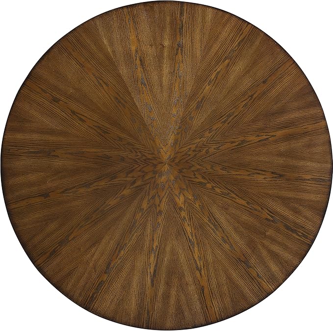 Meridian Furniture 742-T Sheridan Collection Modern | Contemporary Brown Ashburl Wood Veneer Top Dining Table with Matte Black Metal Base and Gold Metal Band, Brown, 48" W x 48" D x 30" H