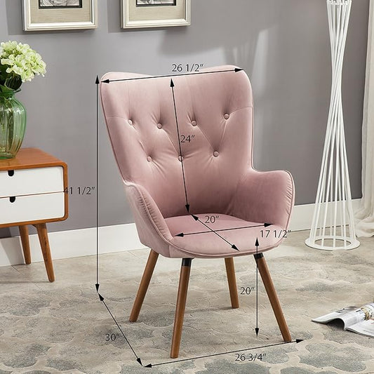Roundhill Furniture Doarnin Contemporary Silky Velvet Tufted Button Back Accent Chair, Mauve