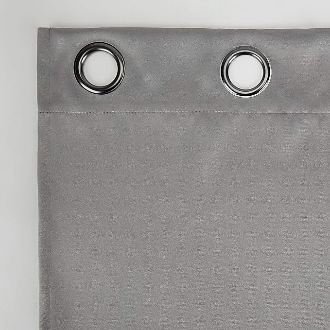 Sun Zero Nordic Theater Grade Extreme 100% Blackout Grommet Curtain Single Panel, 52" x 63", Silver Gray