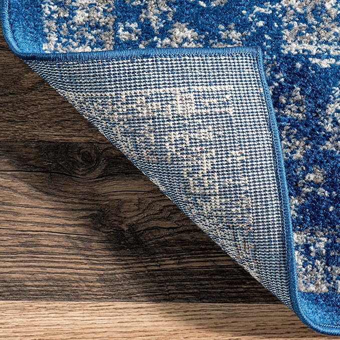 Nuloom Verona Dark Blue/White, 2'6" x 6', Vintage Medallion, Soft and Cozy, High Traffic, Stain Resistant, Easy Clean, Durable Runner for Bedroom, Living Room, Dining Space, Den, Foyer, Entryway