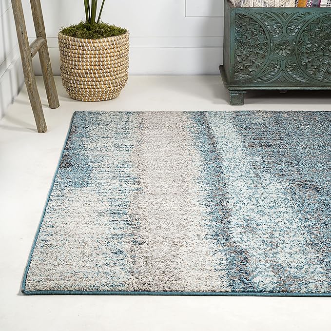 JONATHAN Y Modern Abstract Vintage Cream/Turquoise Indoor Area Rug, 4x6, Contemporary POP, Transitional, Easy-Cleaning for Living Room, Bedroom, Kitchen, Pet Friendly, Non-Shedding (CTP105C-4)