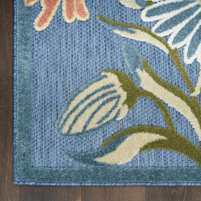 Nourison Home Aloha Blue Sage 3'6" x 5'6" Area Rug - Easy Clean, Non Shedding, Bed Room, Living Room, Dining Room, Kitchen (4' x 6')