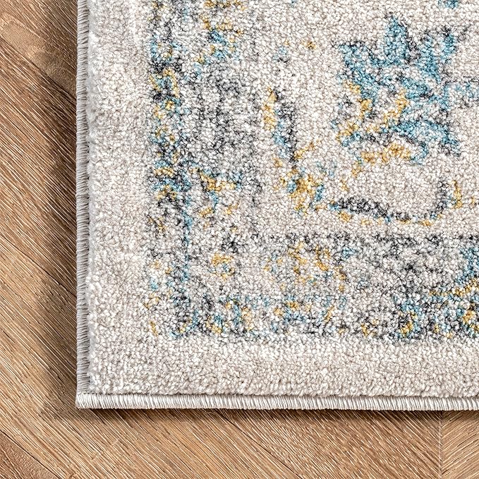 Nuloom Verona Blue/Off-White, 12' x 15', Vintage Medallion, Soft and Cozy, High Traffic, Stain Resistant, Easy Clean, Durable Area Rug for Bedroom, Living Room, Dining Space, Den, Foyer, Entryway