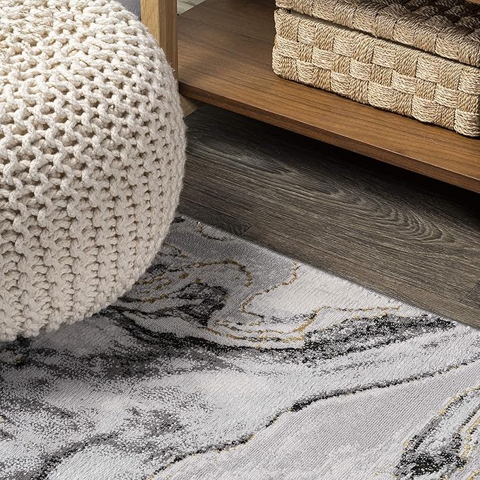 JONATHAN Y Swirl Marbled Gray/Black Runner Rug 2X10 ft, Abstract for Living Room, Bedroom, Kitchen, Office, Easy-Cleaning, High Traffic, Pet-Friendly, Non-Shedding SOR203C-210