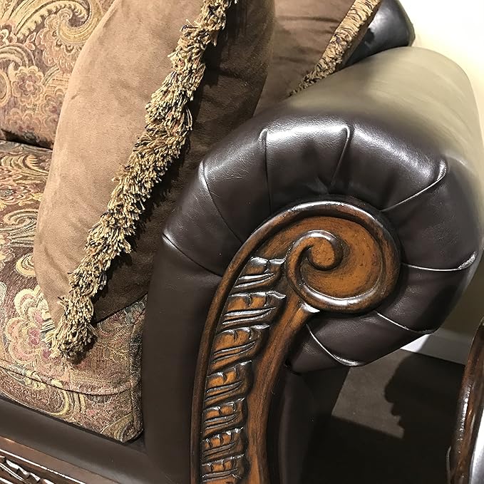 Roundhill Furniture San Marino 2-Tone Fabric Loveseat, Chocolate & San Marino 2-Tone Fabric Sofa, Chocolate